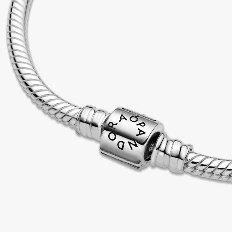 Pandora Silver Barrel Clasp Snake Chain Bracelet