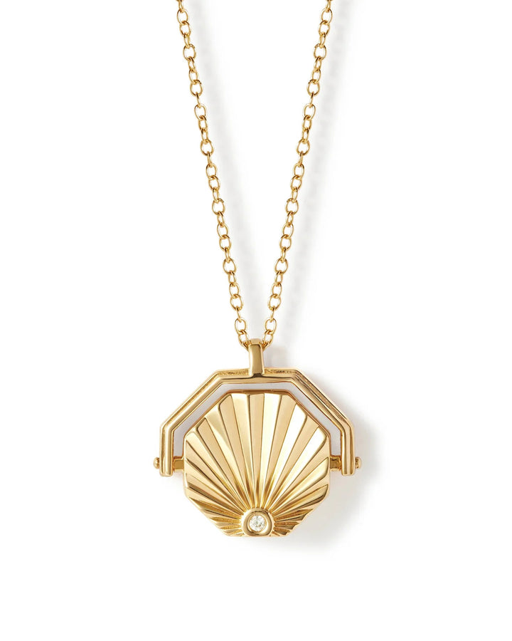 Astley Clarke Gold Celestial Sunrise Spinner Locket Necklace