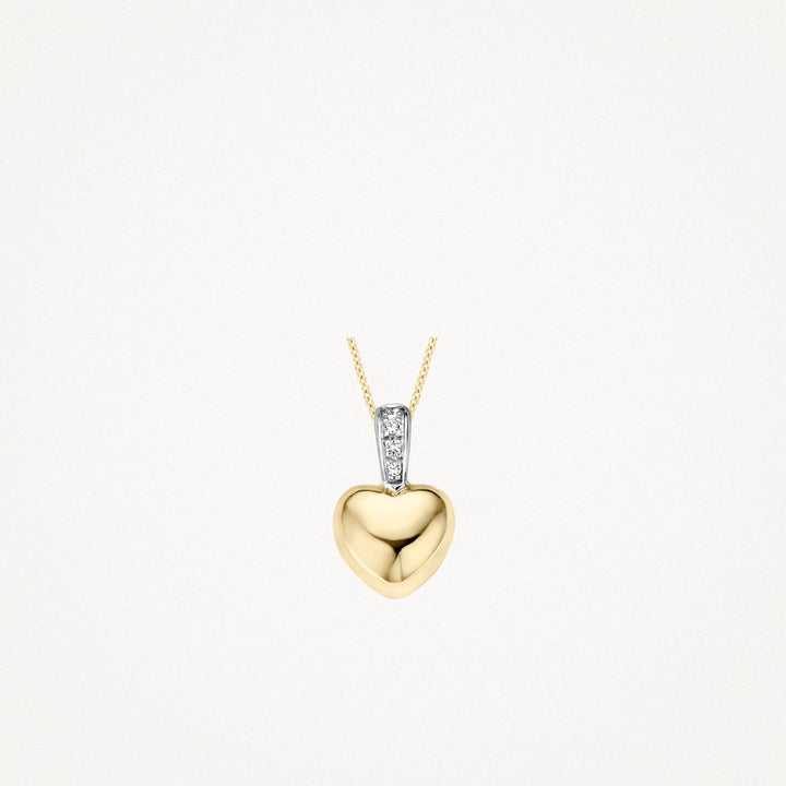 Elegant 14k Yellow White Gold Heart Zirconia Pendant Necklace for Women