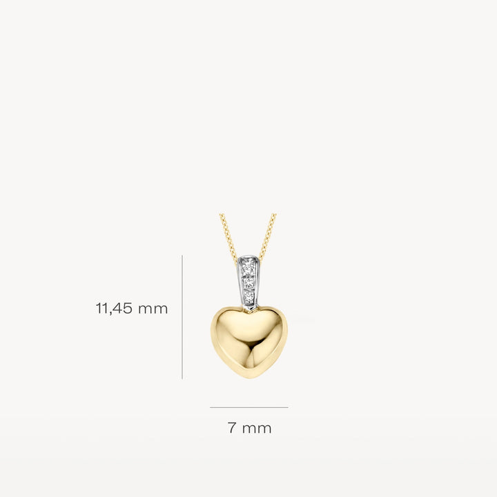 Elegant 14k Yellow White Gold Heart Zirconia Pendant Necklace for Women
