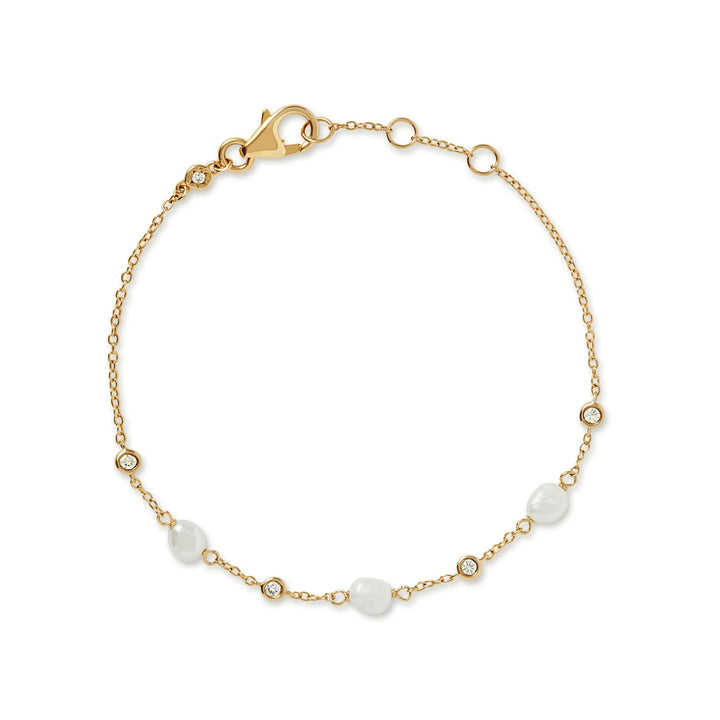 Astley Clarke Gold Vermeil Station Bracelet - Freshwater Pearl & Created Sapphire