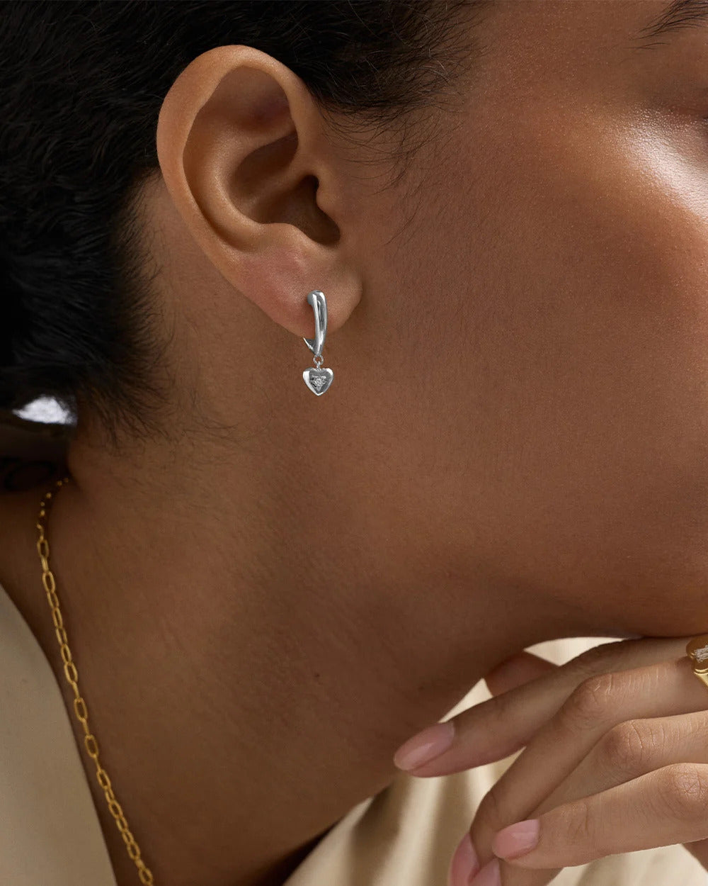 Astley Clarke Silver Biography Heart Hoop Drop Earrings
