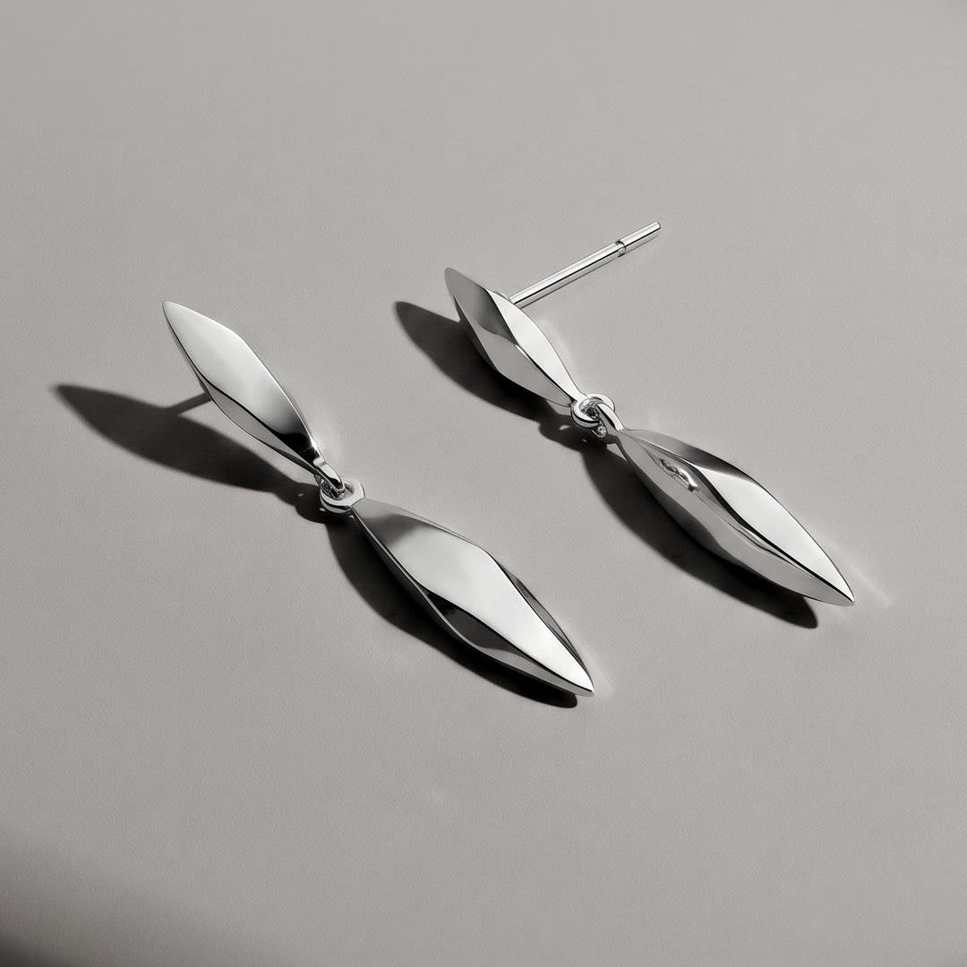 Kit Heath Glint Geo Stud Drop Earrings Sterling Silver