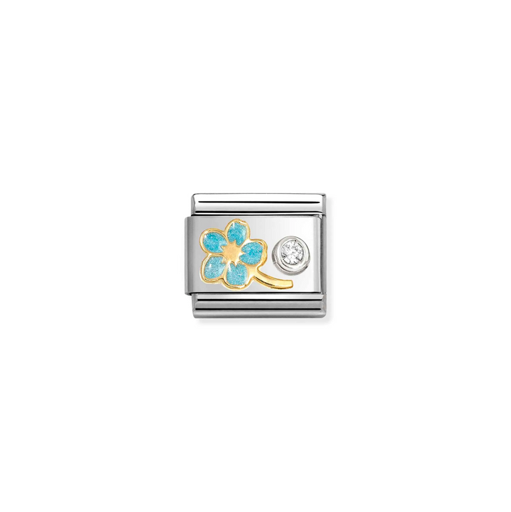 Nomination Classic CZ Forget-Me-Not Flower Light Blue Charm