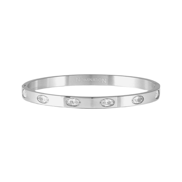 Nomination Pretty Bangles Stainless Steel White Oval CZ Rigid Bracelet