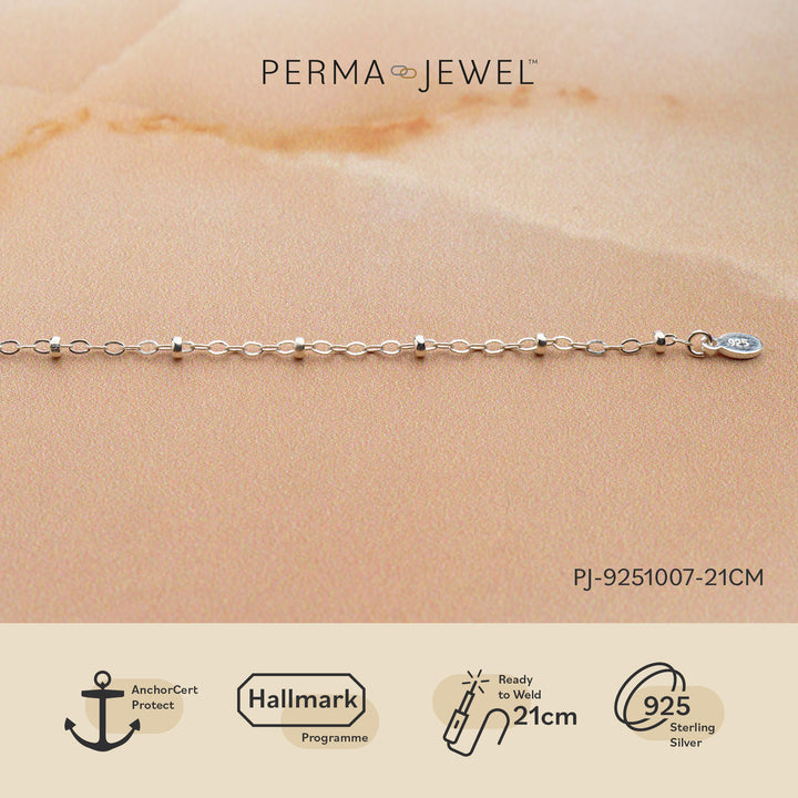 Sterling Silver Beaded Cable Chain 21cm - Weld-Ready, Hallmark & Anchor Certified