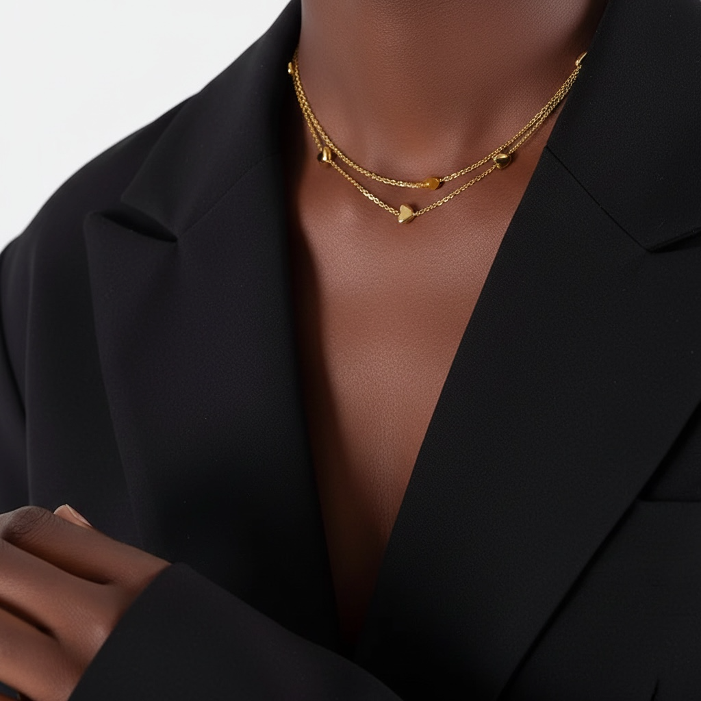 Mococo  Gold Mini Heart Chain Necklace