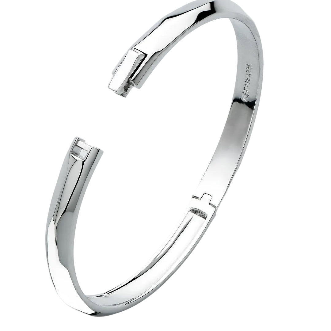 Kit Heath Glint Geo Hinged Bangle Sterling Silver