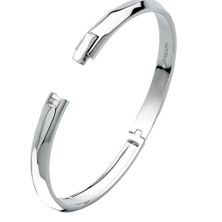 Kit Heath Glint Geo Hinged Bangle Sterling Silver