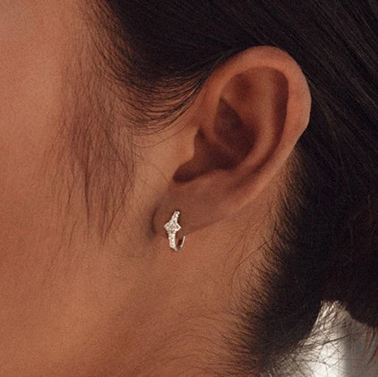 Astley Clarke Luna Light Huggie Hoop Earrings - Sterling Silver & White Sapphires