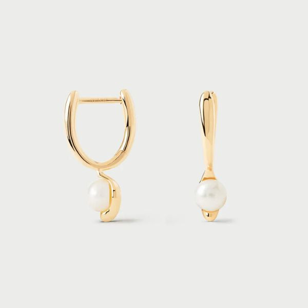 PDPAOLA Gold La Perla Pearl Mini Hoop Earrings
