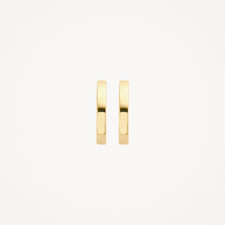 Blush 14k Yellow Gold Flat Huggie Hoop Earrings - 11.4mm Chic Design