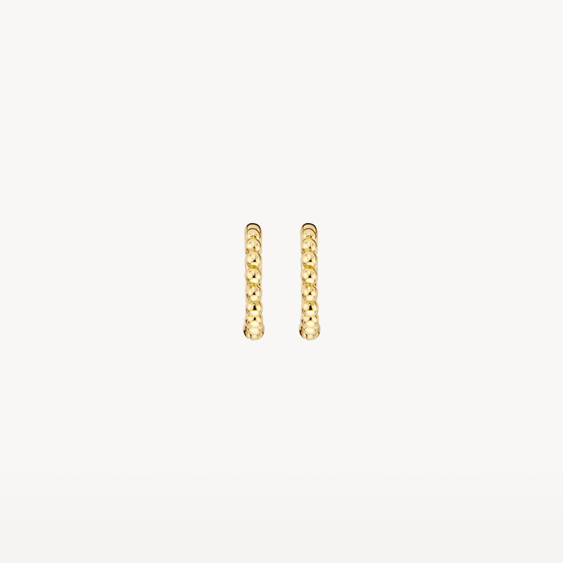 Elegant 14k Yellow Gold Oval Dotted Huggie Hoop Earrings for Women
