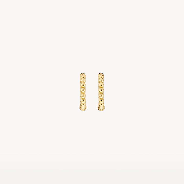Elegant 14k Yellow Gold Oval Dotted Huggie Hoop Earrings for Women