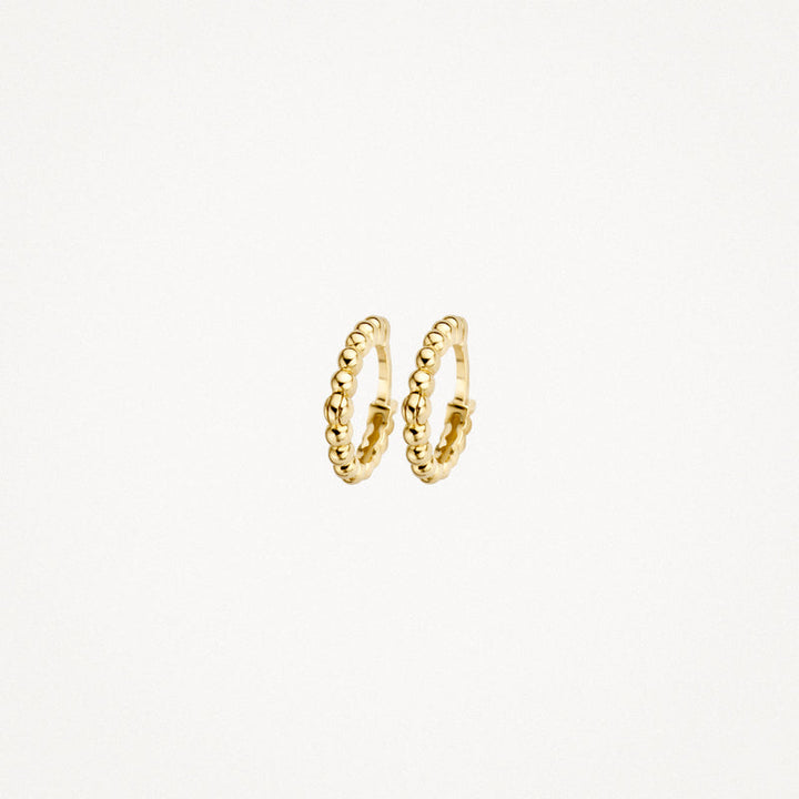 Elegant 14k Yellow Gold Oval Dotted Huggie Hoop Earrings for Women