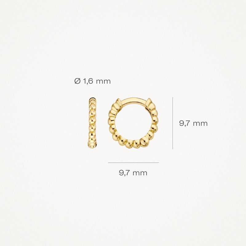 Elegant 14k Yellow Gold Oval Dotted Huggie Hoop Earrings for Women