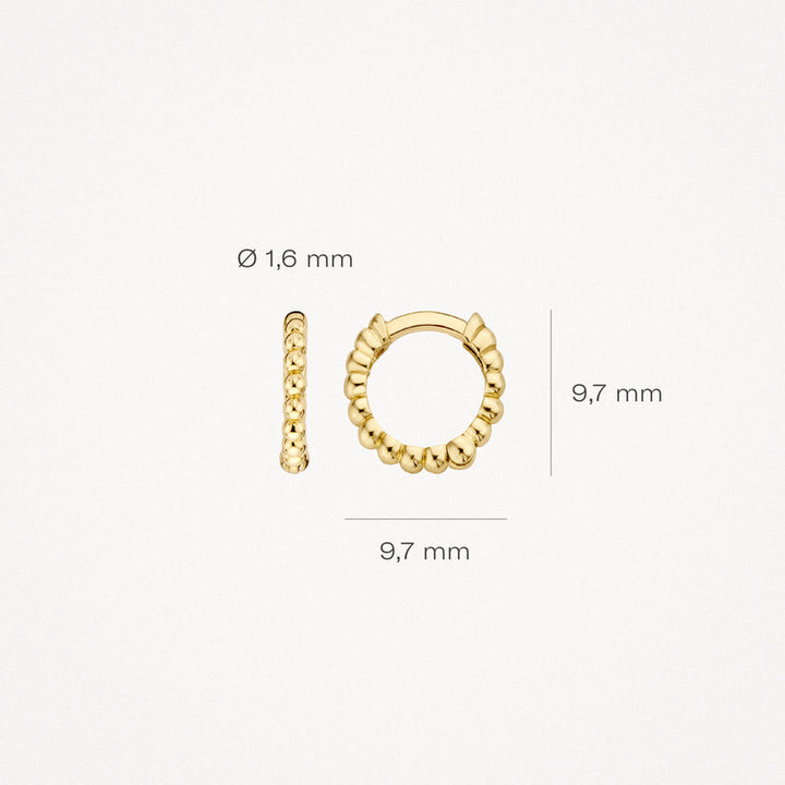 Elegant 14k Yellow Gold Oval Dotted Huggie Hoop Earrings for Women