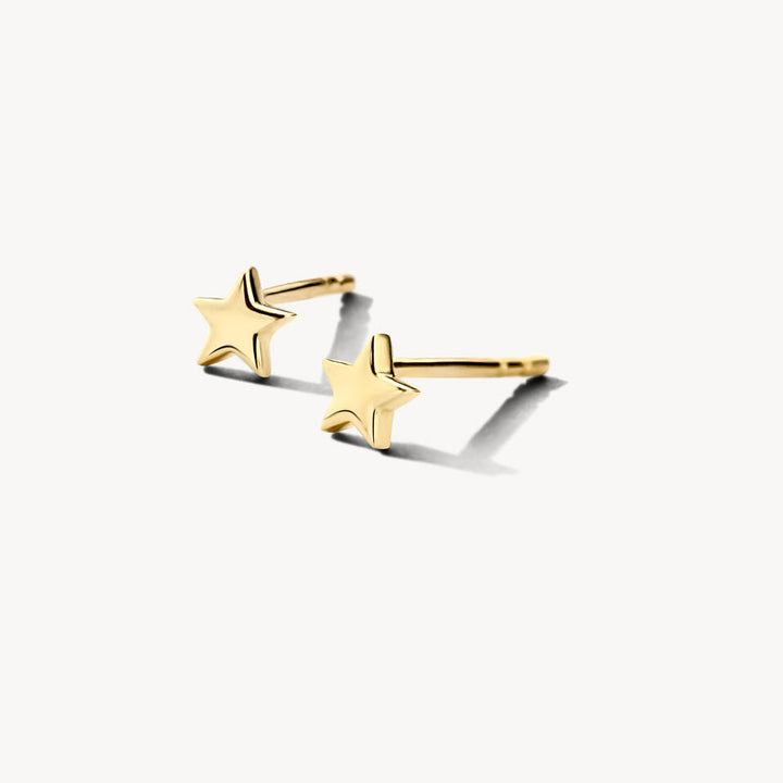 Delicate 14k Yellow Gold Star Stud Earrings - Tiny Minimalist Everyday Bling