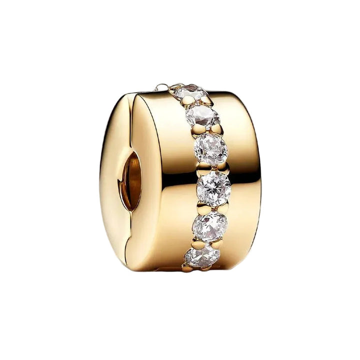 Pandora Gold Clear Sparkling Row Clip Charm