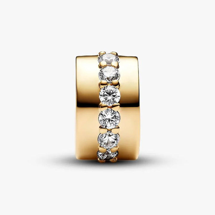 Pandora Gold Clear Sparkling Row Clip Charm