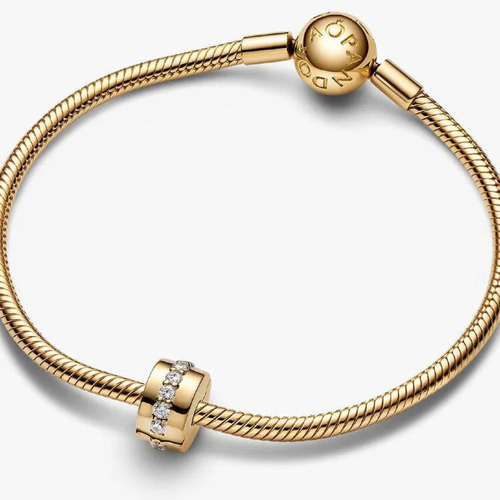 Pandora Gold Clear Sparkling Row Clip Charm