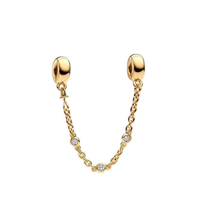Pandora Gold Triple Clear Stone Safety Chain