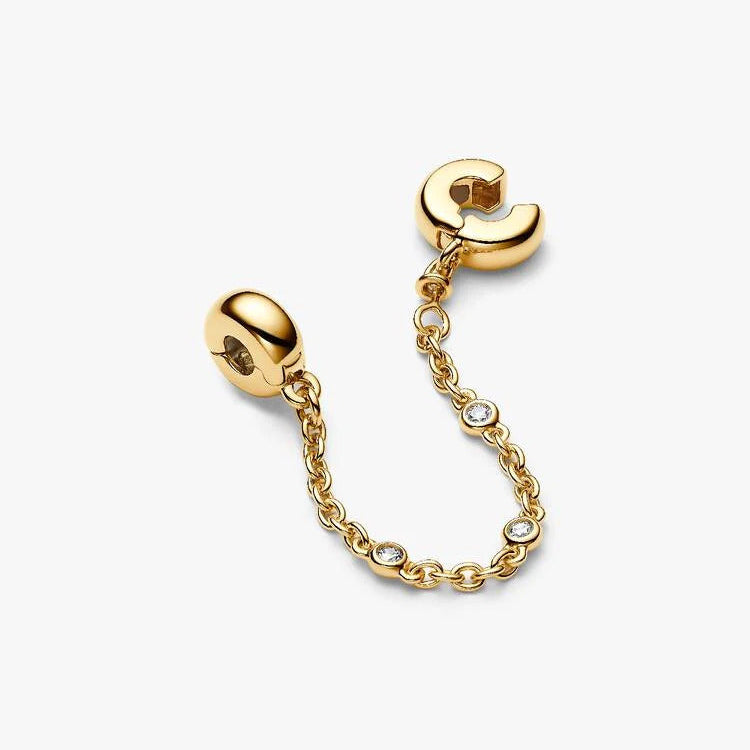 Pandora Gold Triple Clear Stone Safety Chain