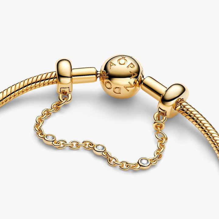 Pandora Gold Triple Clear Stone Safety Chain