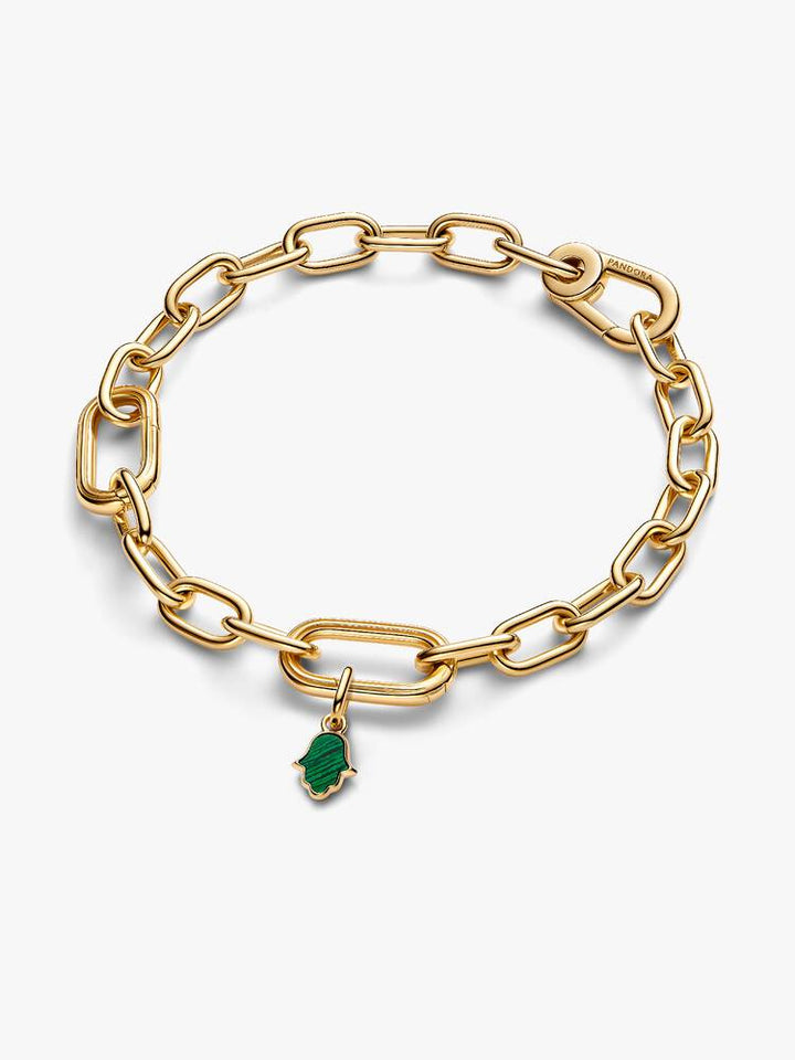 Pandora Gold Green Hamsa Hand Mini Dangle Charm