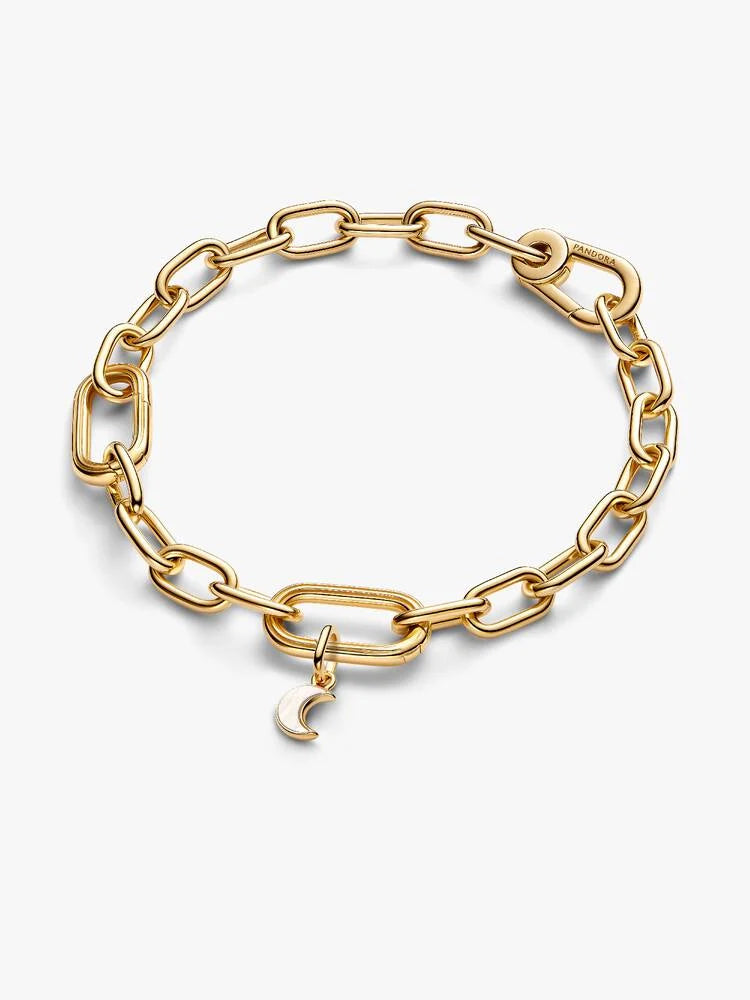 Pandora Gold White Crescent Moon Mini Dangle Charm