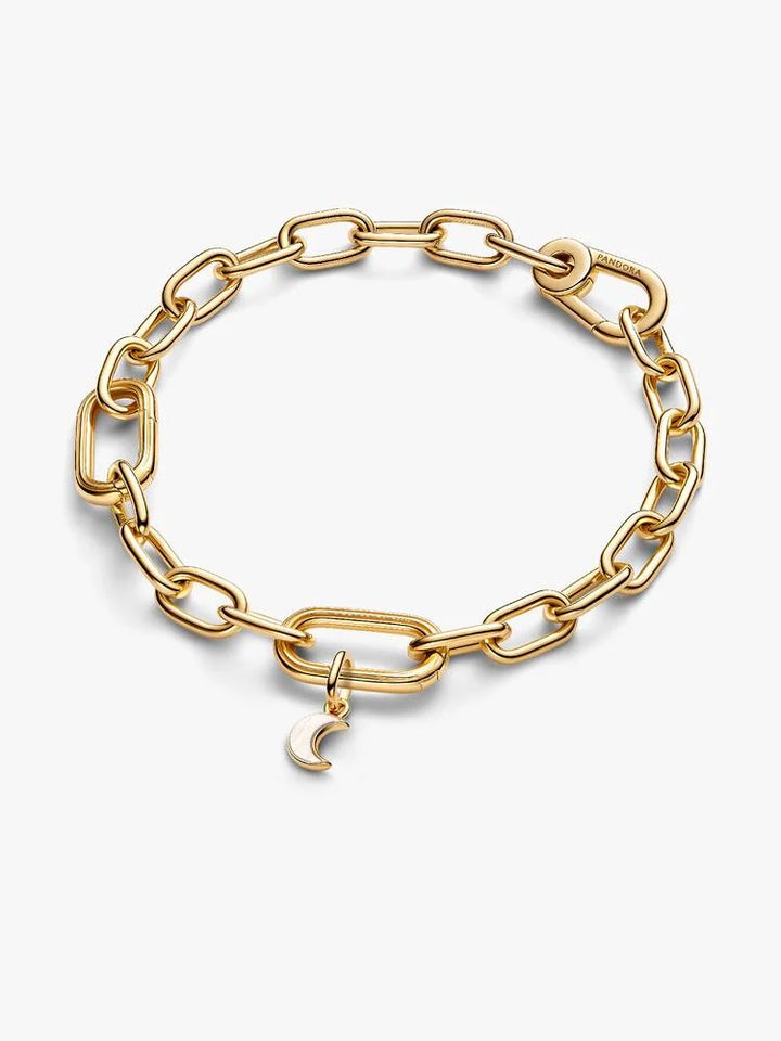 Pandora Gold White Crescent Moon Mini Dangle Charm