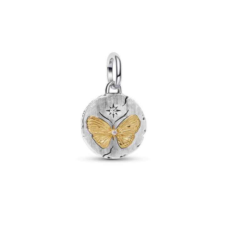 Pandora Silver and Gold Butterfly Medallion Charm