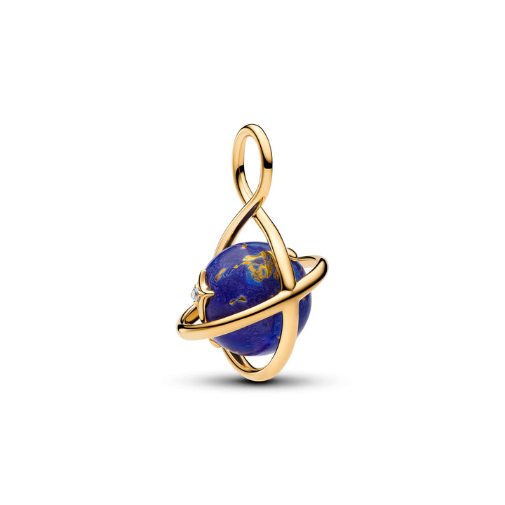 Pandora Gold Celestial Blue Planet Dangle Charm