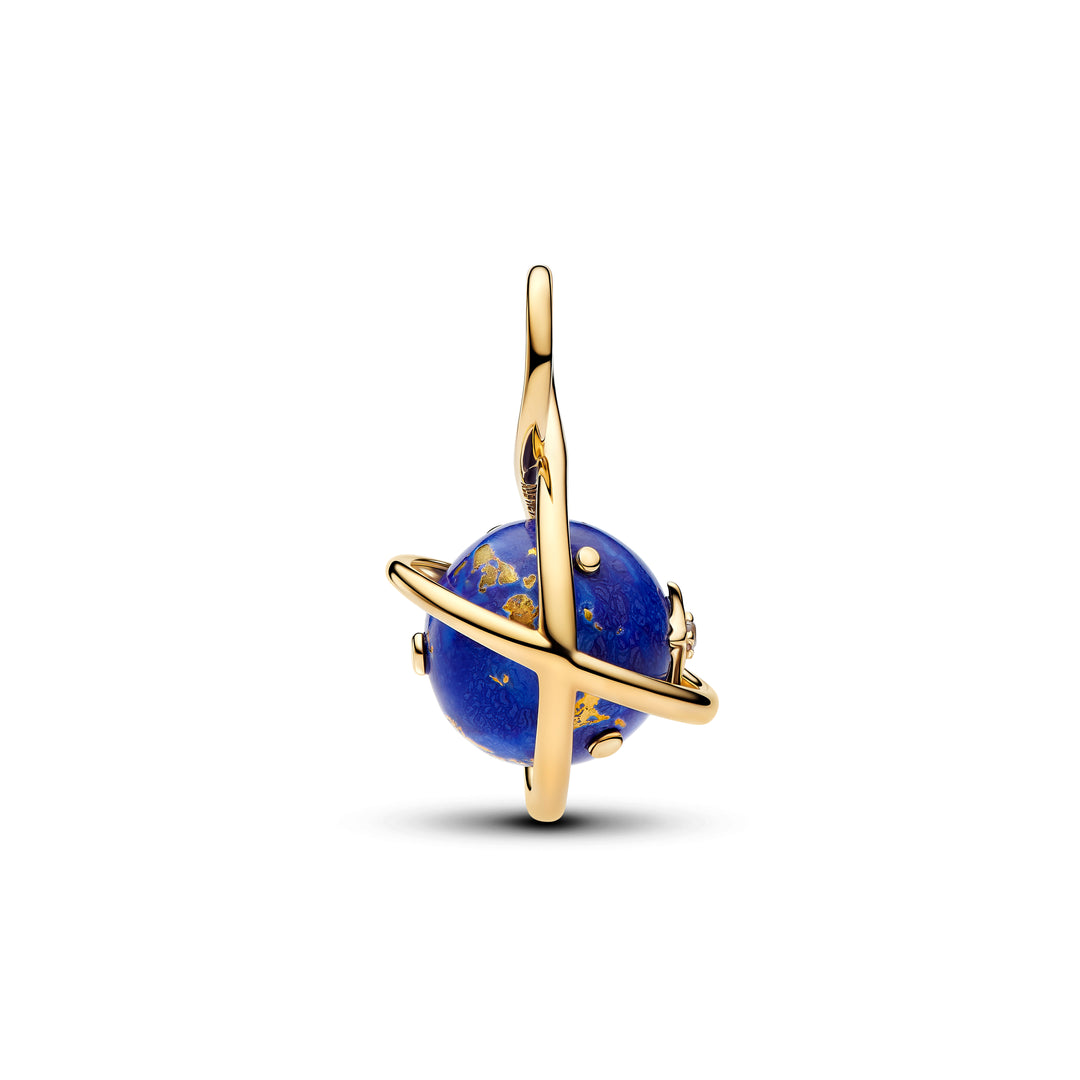 Pandora Gold Celestial Blue Planet Dangle Charm