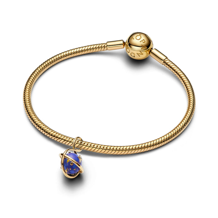 Pandora Gold Celestial Blue Planet Dangle Charm