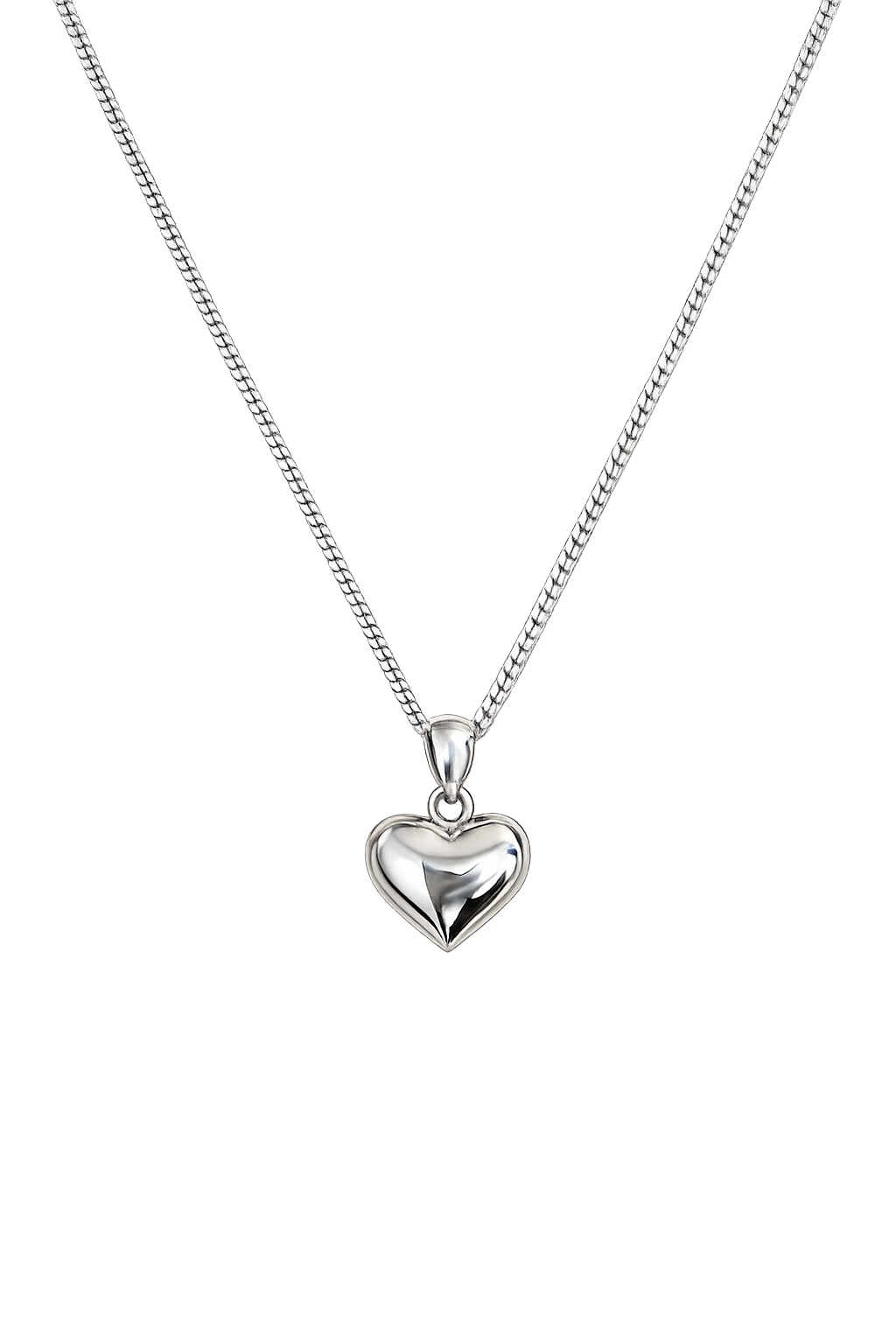 Ola Silver Puffed Heart Necklace