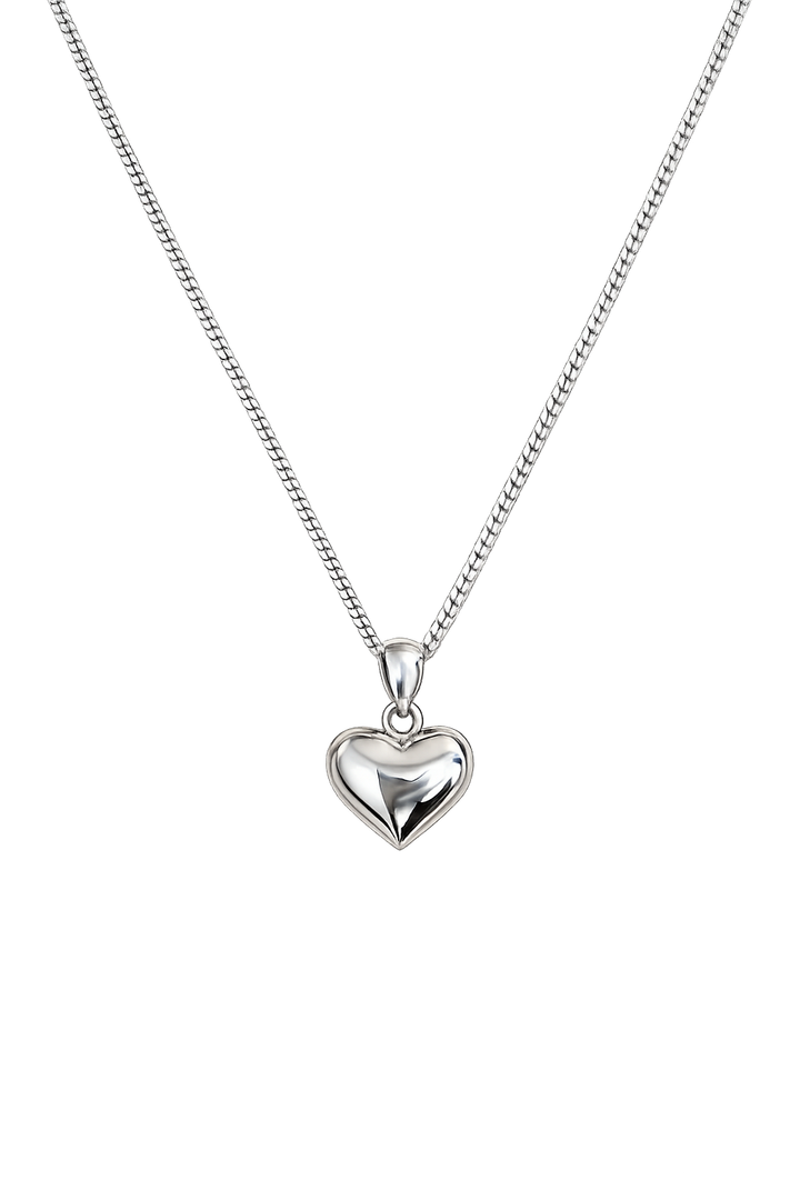 Ola Silver Puffed Heart Necklace
