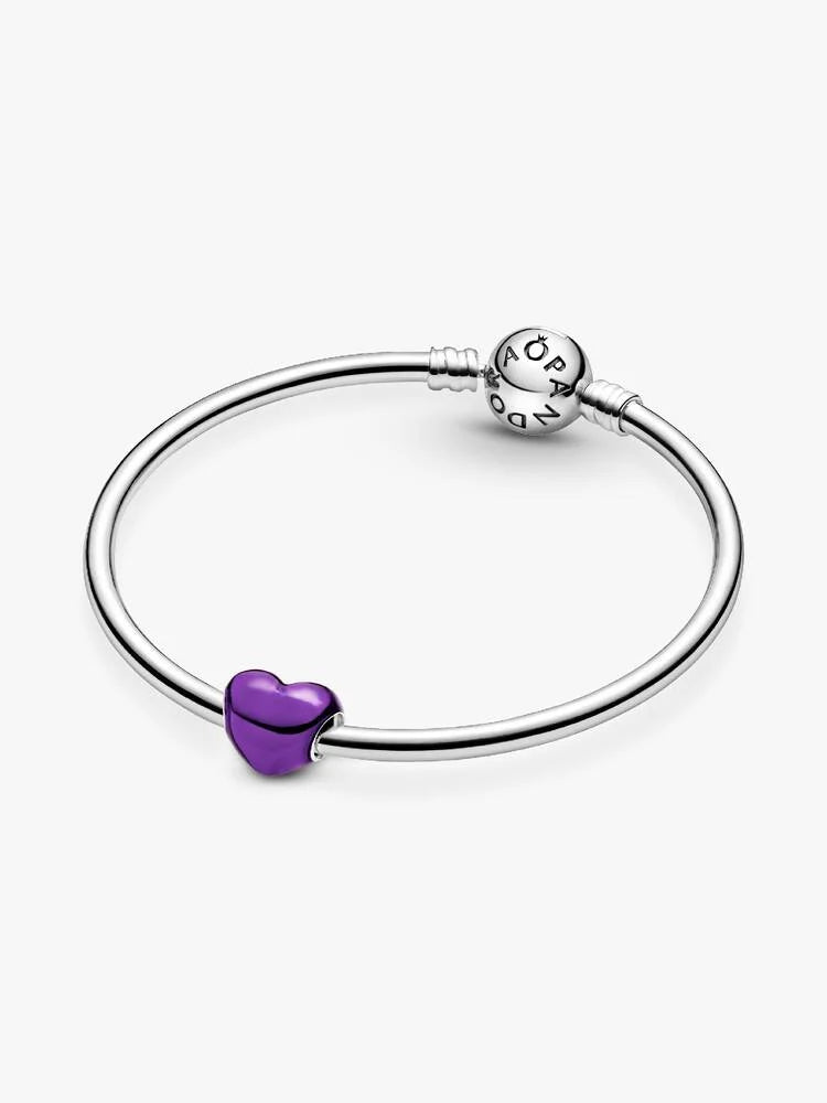 Pandora Silver Metallic Purple Heart Charm