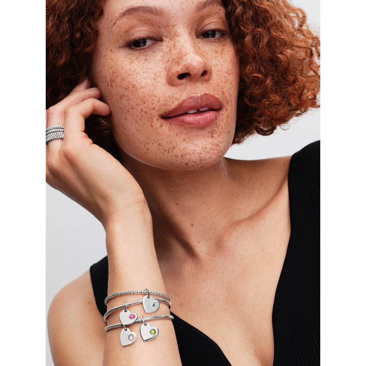 Pandora Sterling Silver April Heart Dangle Charm with Clear Stone Image 2