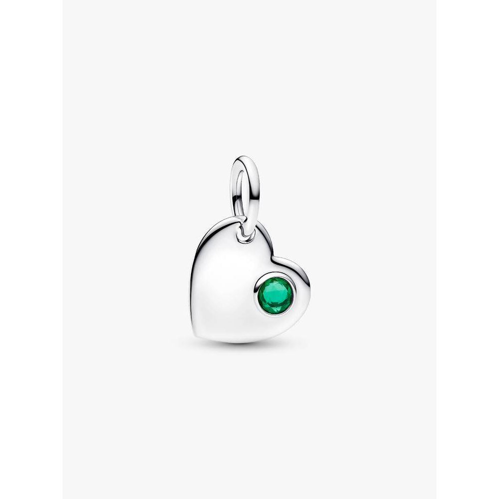 Pandora Sterling Silver May Heart Royal Green Crystal Dangle Charm Image 1