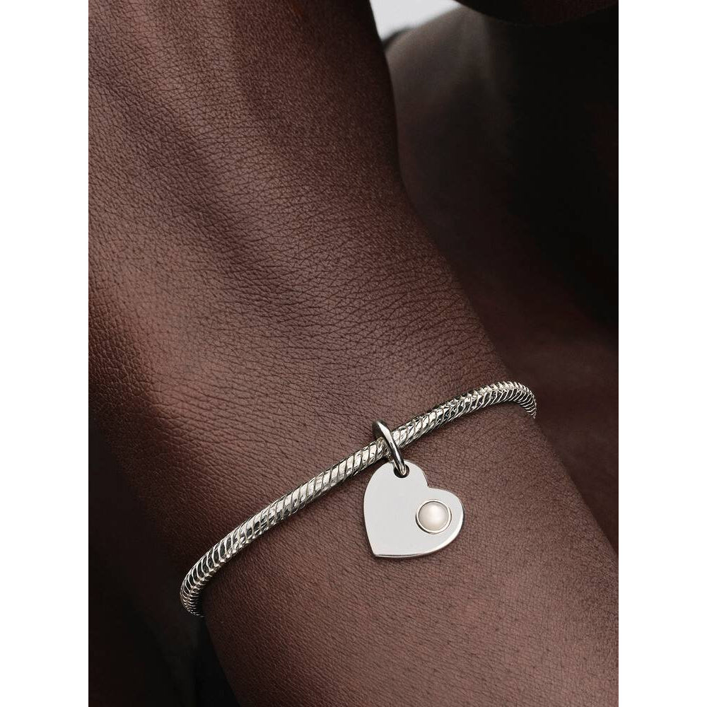 Pandora June Heart White Stone Dangle Charm in Sterling Silver Image 2