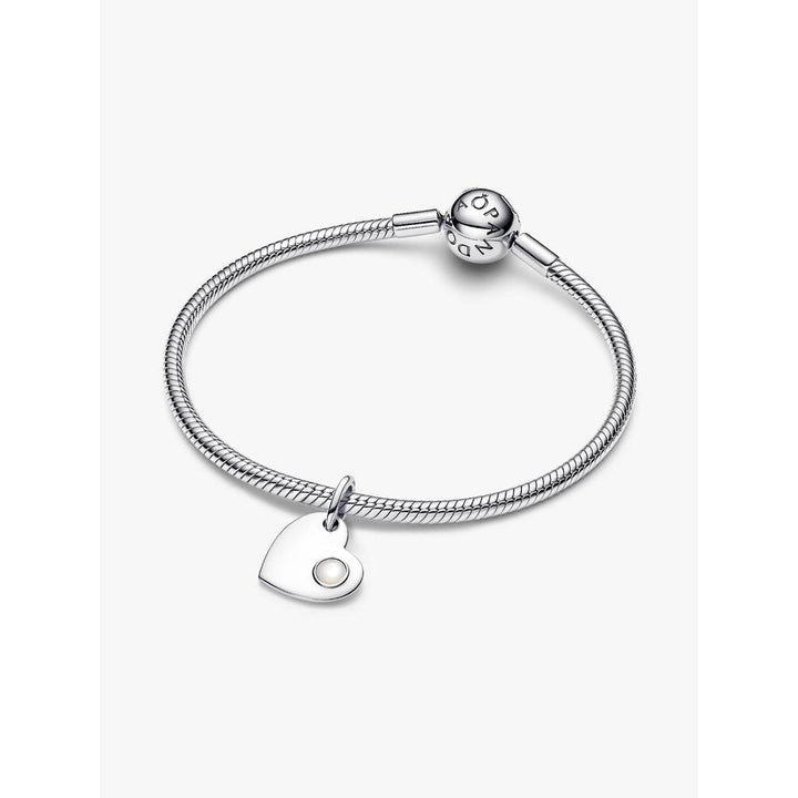 Pandora June Heart White Stone Dangle Charm in Sterling Silver Image 4