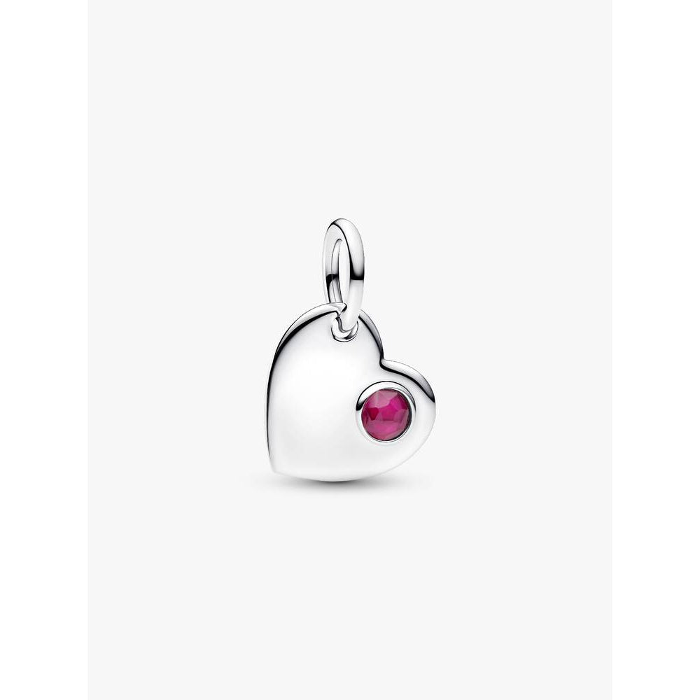 Pandora Sterling Silver July Heart True Red Dangle Charm Image 1