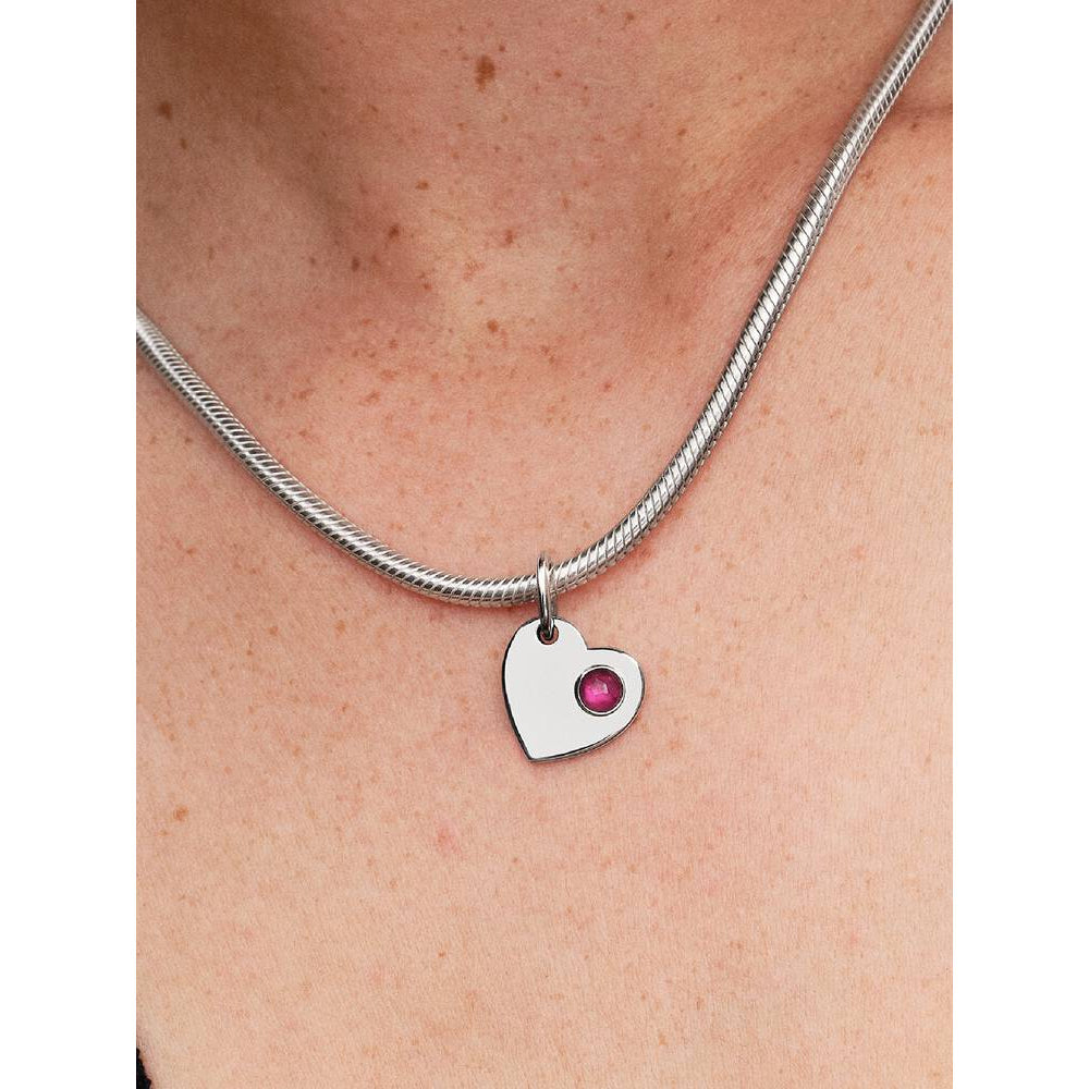 Pandora Sterling Silver July Heart True Red Dangle Charm Image 2