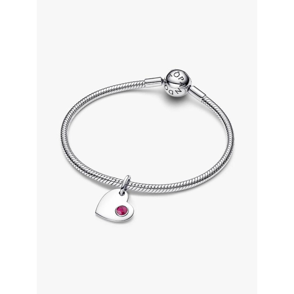 Pandora Sterling Silver July Heart True Red Dangle Charm Image 5