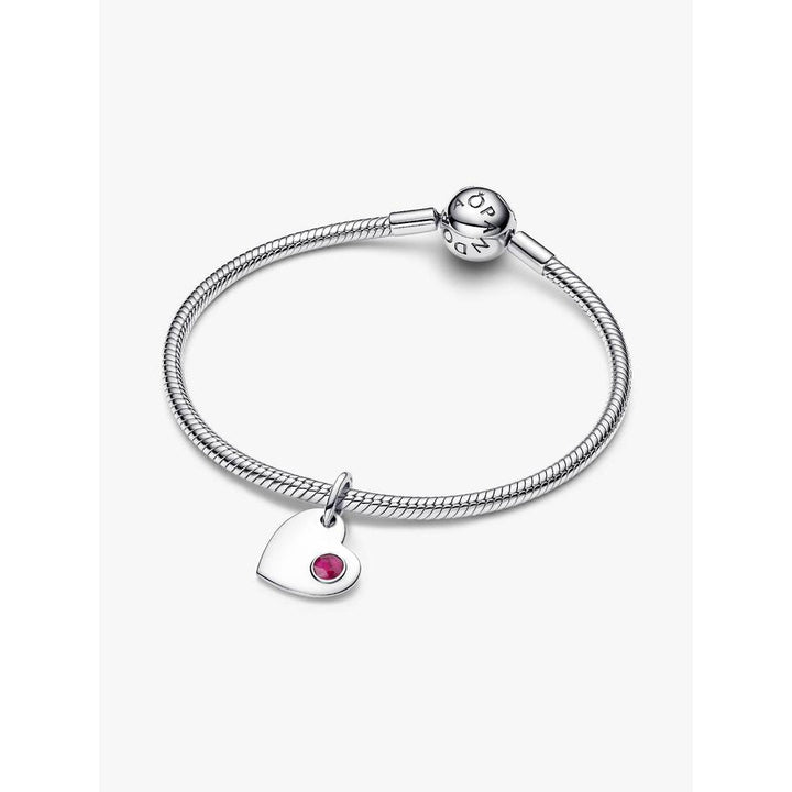 Pandora Sterling Silver July Heart True Red Dangle Charm Image 5