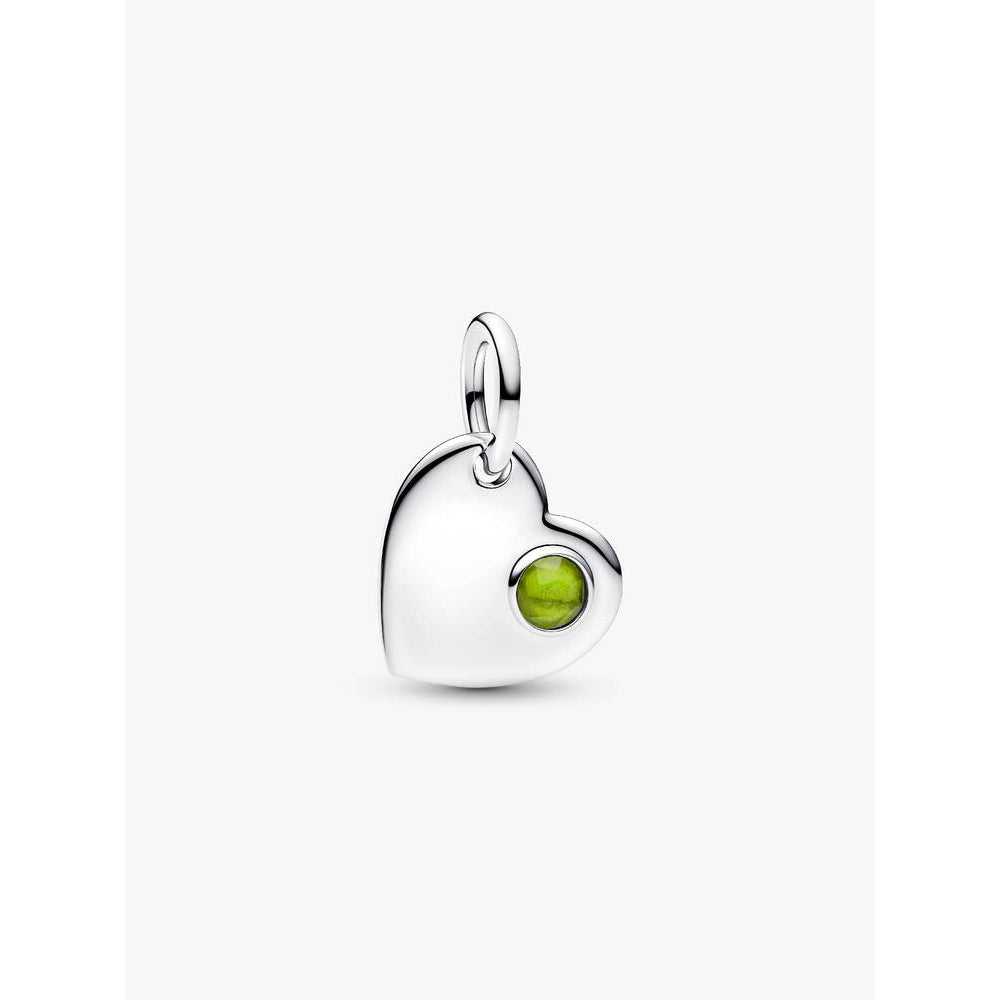 Pandora August Heart Spring Green Crystal Dangle Charm Sterling Silver Image 1