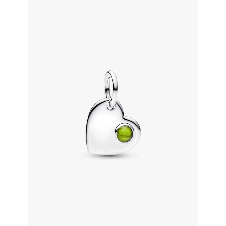 Pandora August Heart Spring Green Crystal Dangle Charm Sterling Silver Image 1