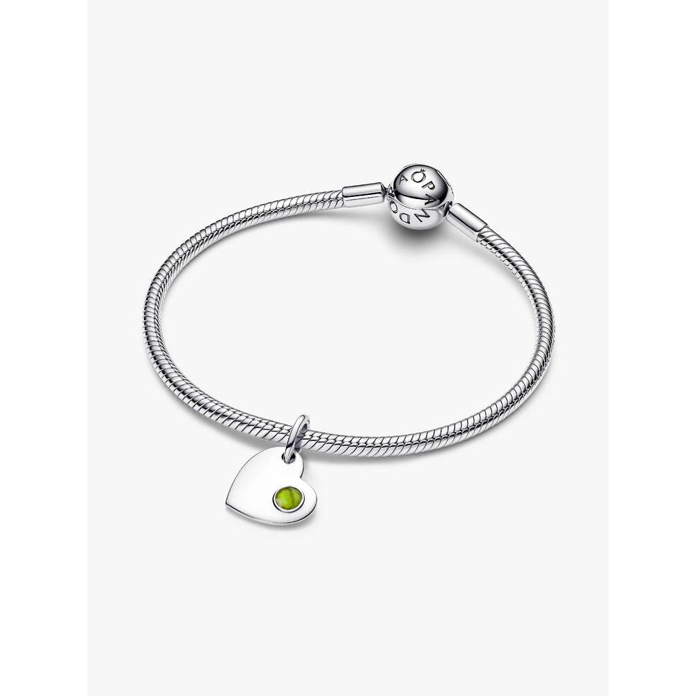 Pandora August Heart Spring Green Crystal Dangle Charm Sterling Silver Image 5