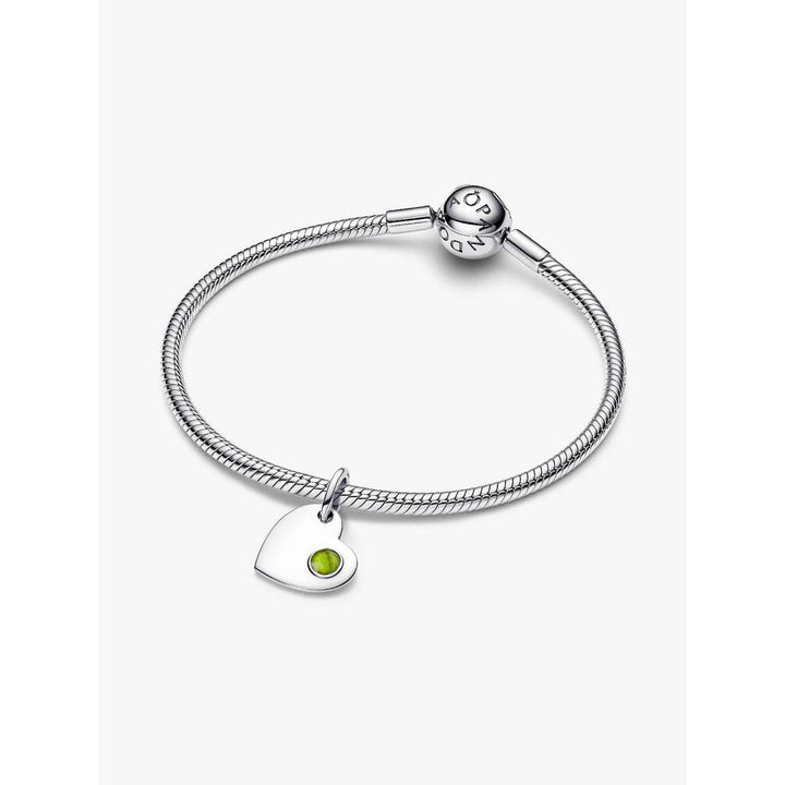 Pandora August Heart Spring Green Crystal Dangle Charm Sterling Silver Image 5